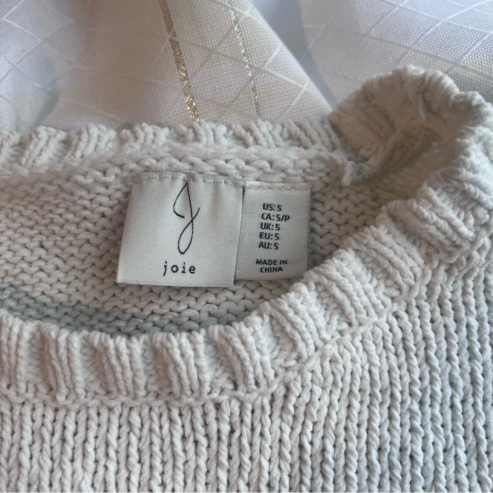 Joie Cream Sweater with Crochet Floral Details Girl’s Size Small - Picture 3 of 4